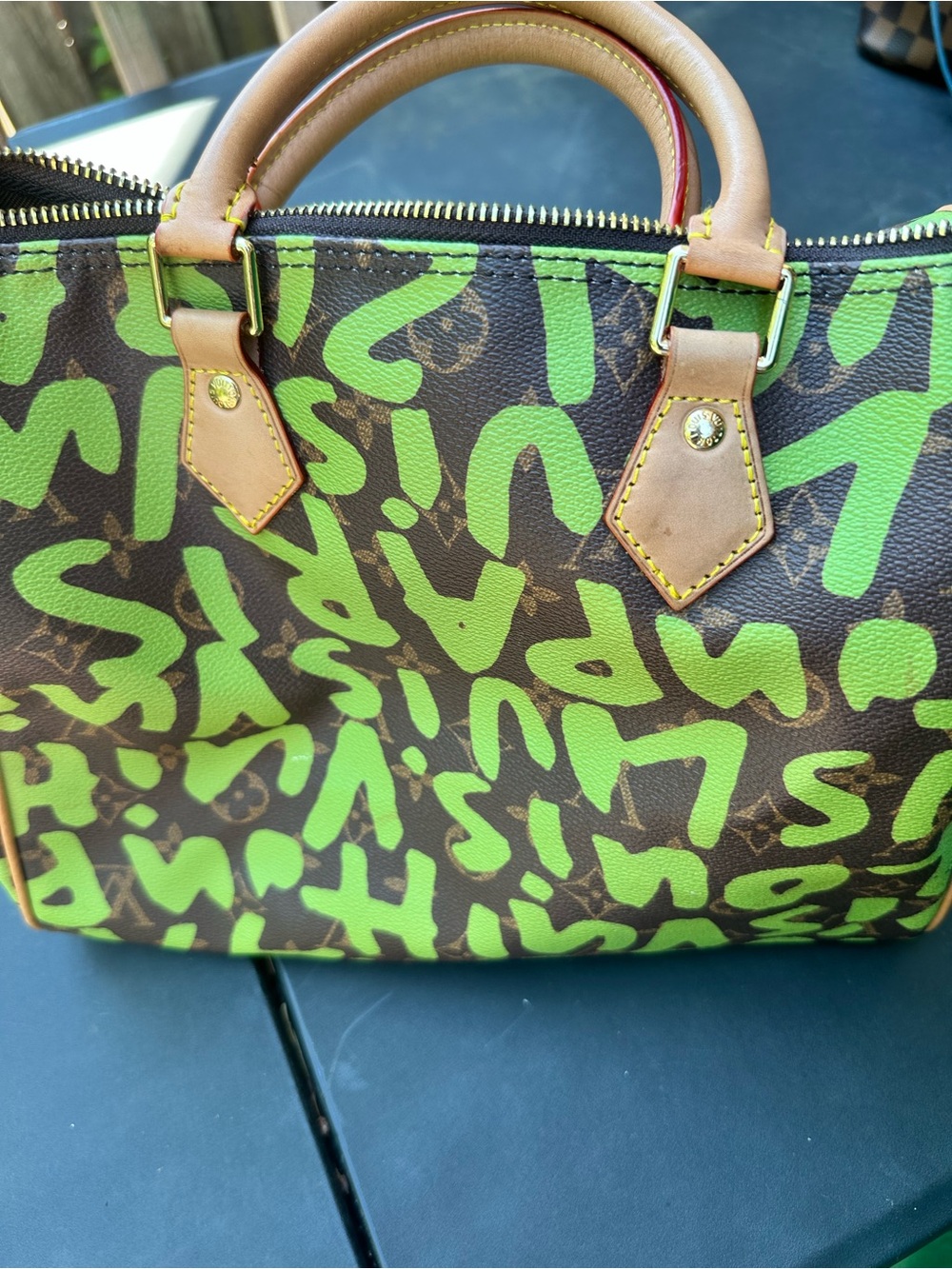 Louis Vuitton Monogram Graffiti Speedy - Brown & Neon Green